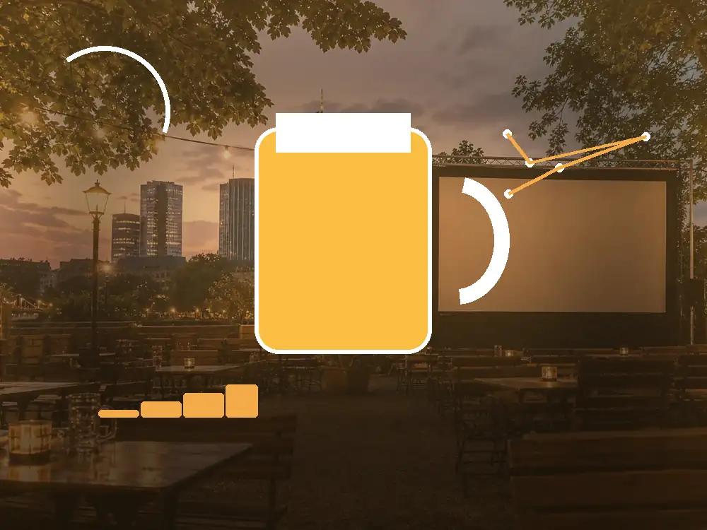 Biergarten mit Public-Viewing-Atmosphäre
