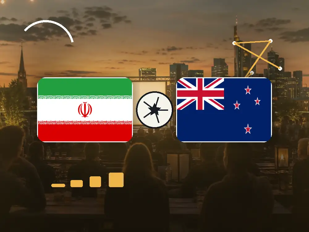 Iran gegen Neuseeland in Frankfurt schauen mit passenden Flaggen im WM-2026-Spielplan