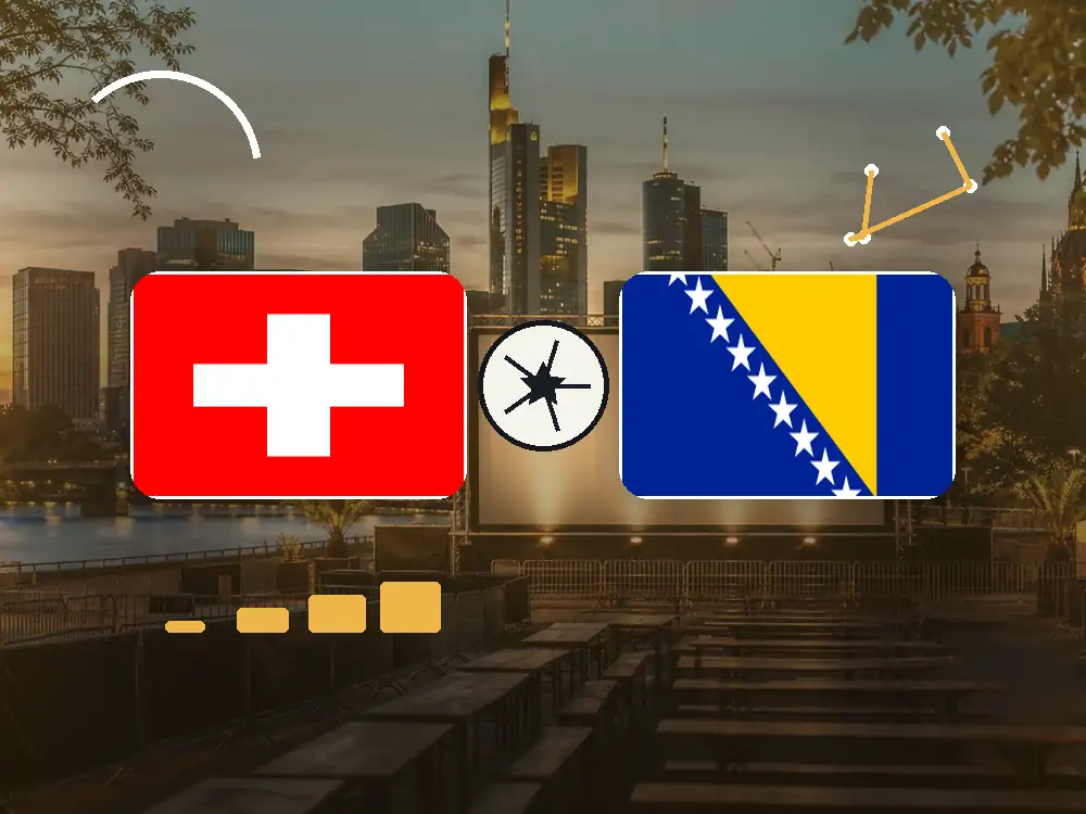 Schweiz gegen Bosnien und Herzegowina in Frankfurt schauen mit passenden Flaggen im WM-2026-Spielplan
